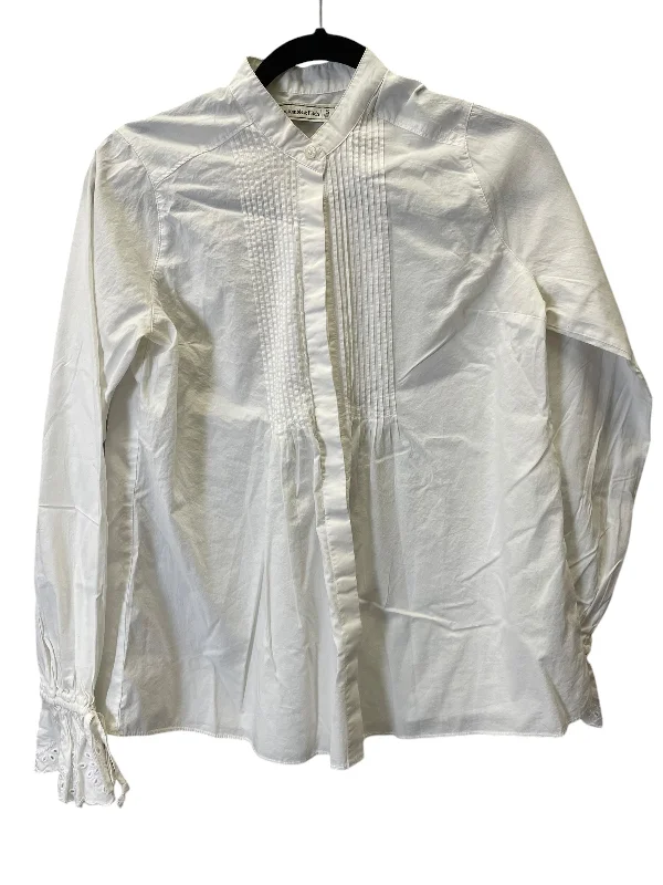 Blouse Long Sleeve By Abercrombie And Fitch In White, Size: S