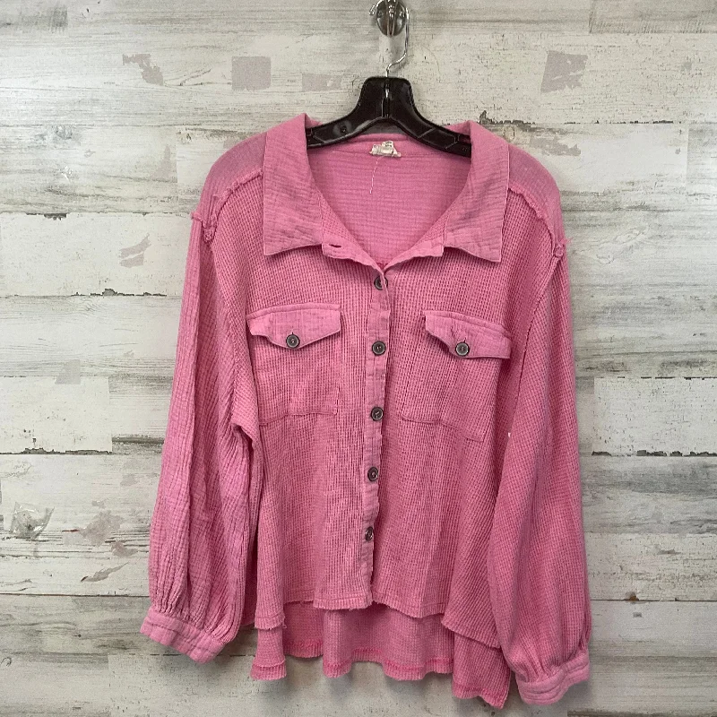 Blouse Long Sleeve By Pol In Pink, Size: S