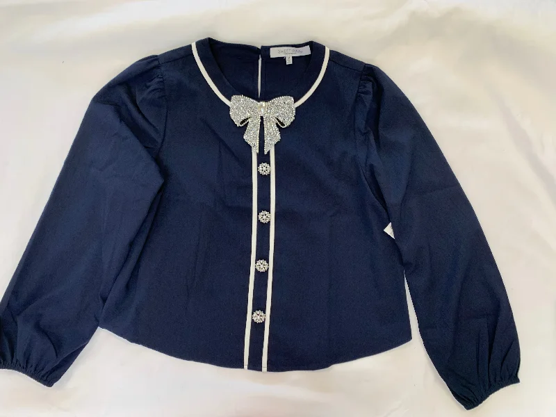 Blouse Long Sleeve By Sweet Rain In Navy, Size: M