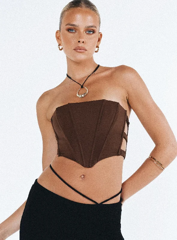 Carnlea Strapless Top Brown