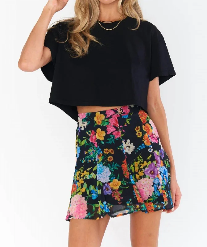 Skater Mini Skirt In Midnight Botanical Floral