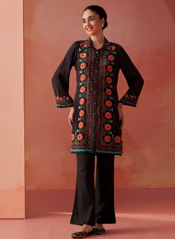 Hayat Black Printed Viscose Tunic for Women