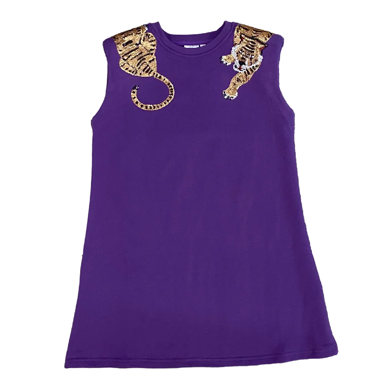 Purple Shoulder Pad Tiger Dress