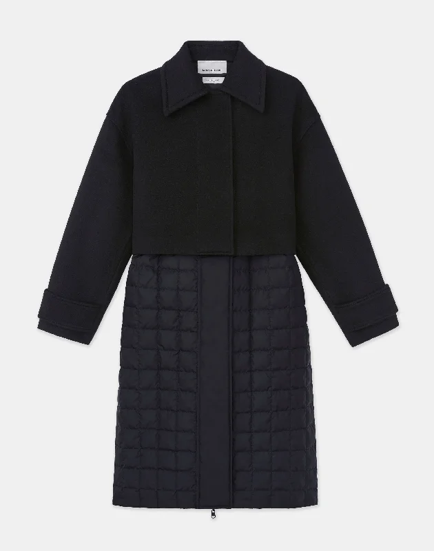 Recycled Poly Quilted Convertible Oversized Coat