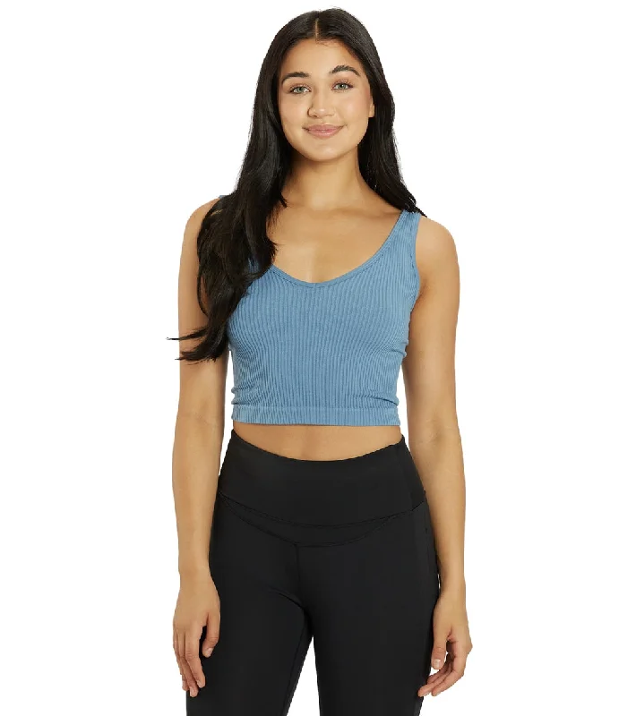 Free People Solid Rib Brami Yoga Crop Top River Spell