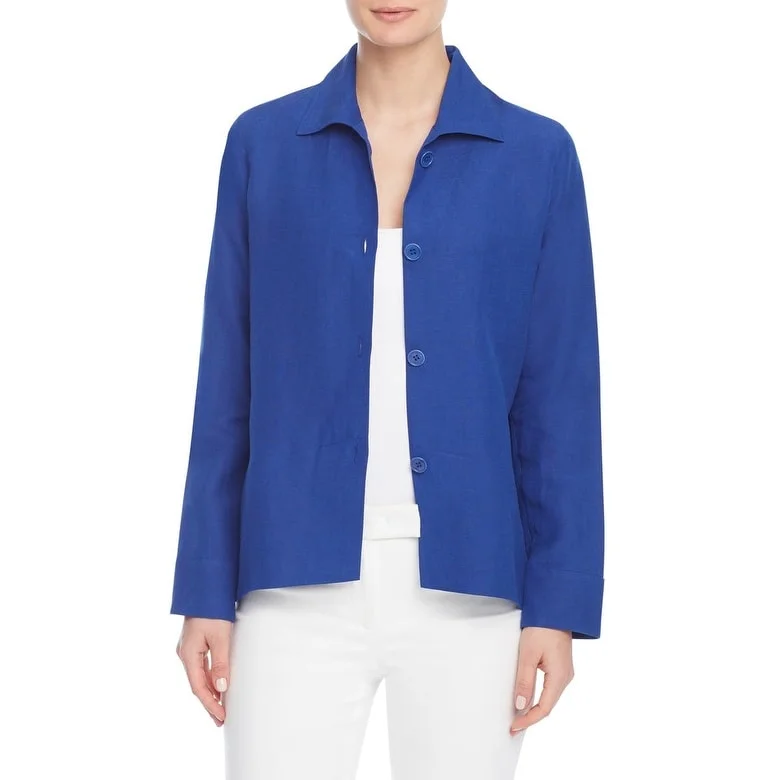 Anne Klein Women's Linen Blend Jacket Blue Size Medium