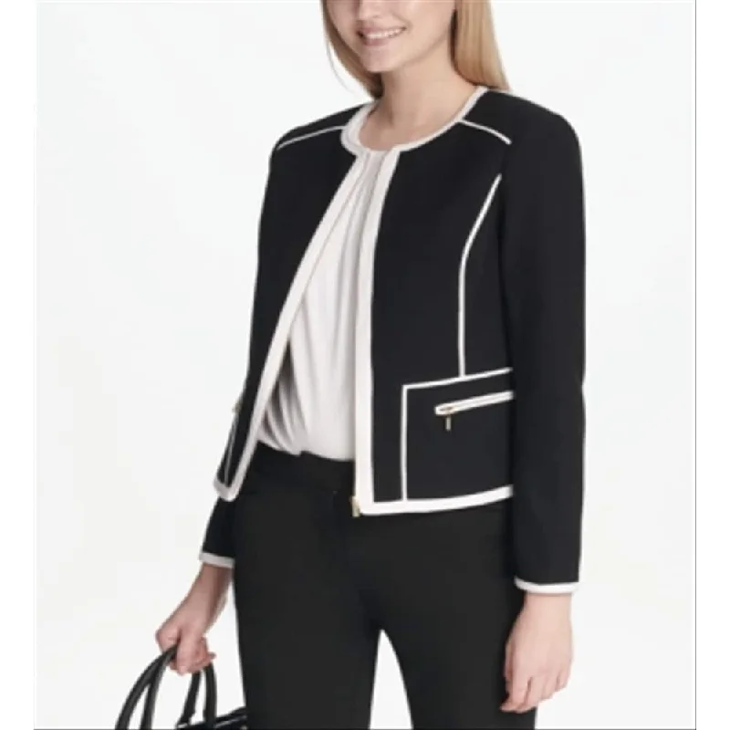 Calvin Klein Women's Contrast Trim Jacket Black Size 0