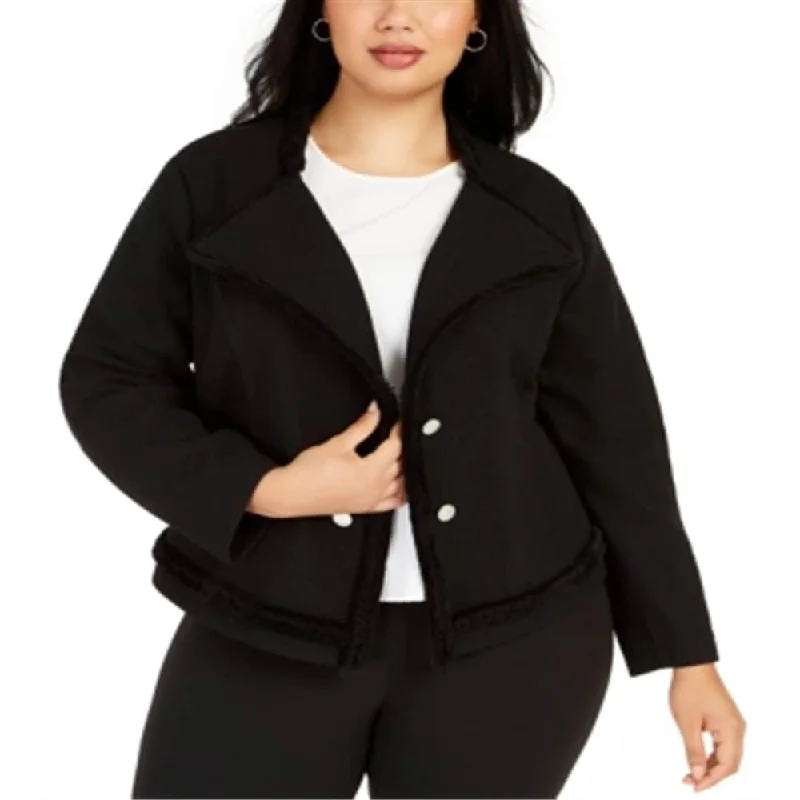 Calvin Klein Women's Textured Knit Jacket Black Size 2XL