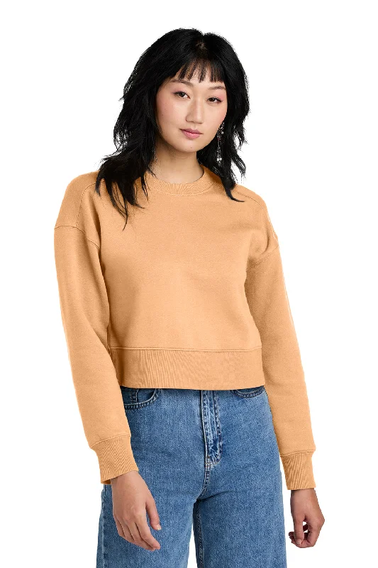 District Womens Perfect Weight Fleece Cropped Crewneck Sweatshirt - Apricot Orange