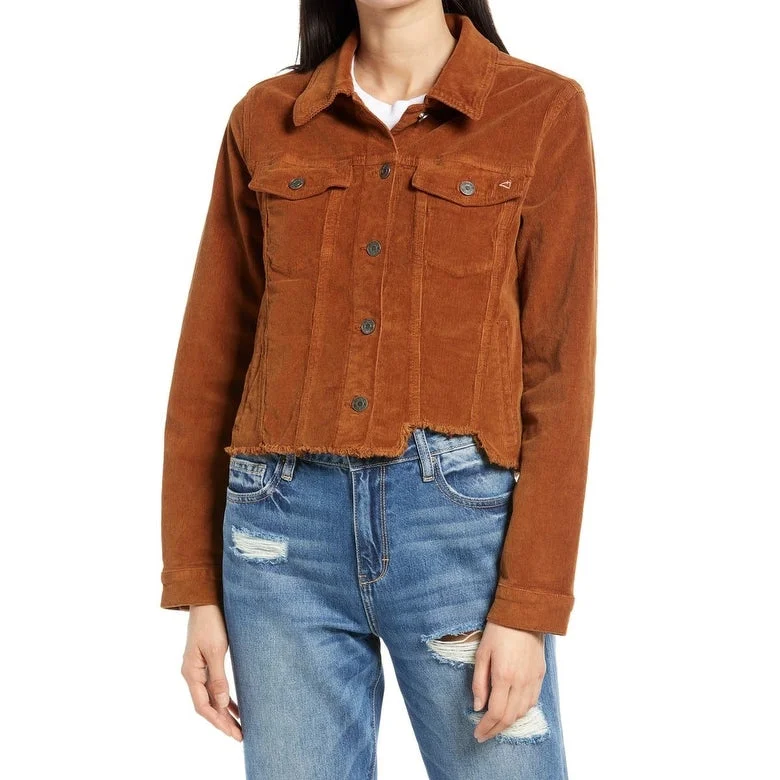 Hidden Jeans Women's Crop Corduroy Jacket Orange Size Large