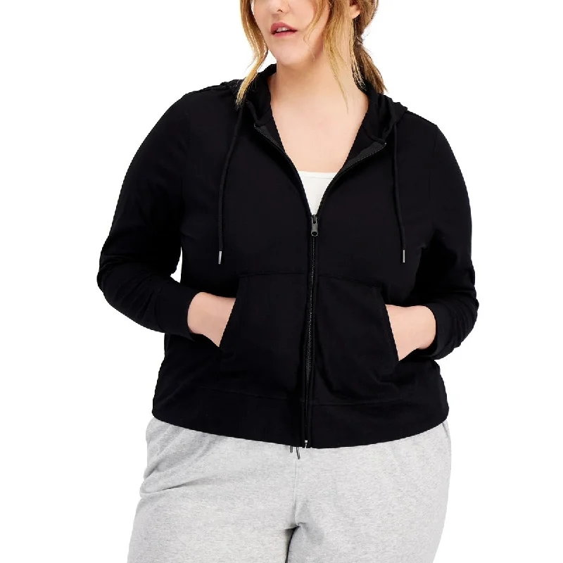 Id Ideology Women's Full Zip Hooded Jacket Black Size 1X