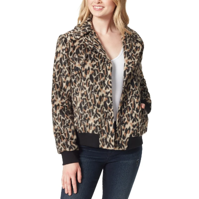 Jessica Simpson Women's Hollis Printed Bomber Jacket Brown Size X-Large