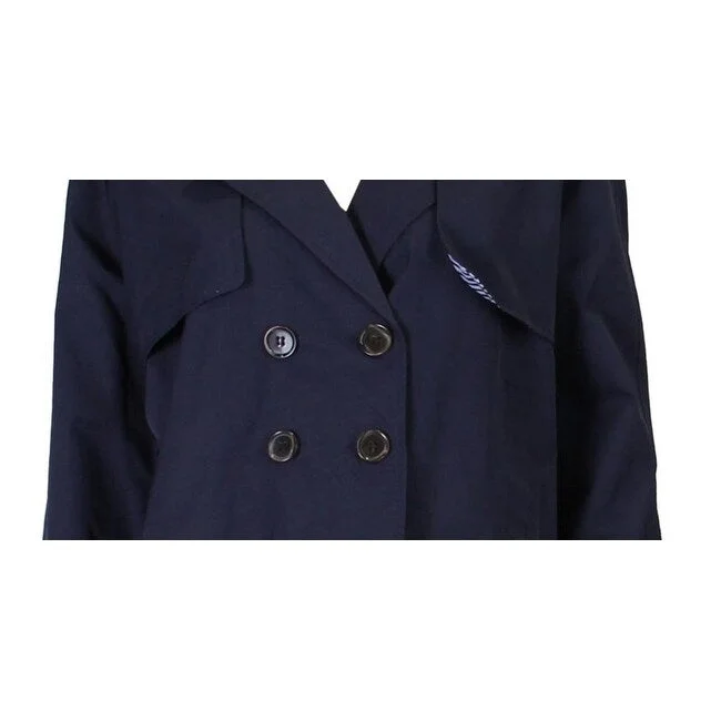 Maison Jules Women's Crop Cold Weather Trench Jacket Blue Size Medium