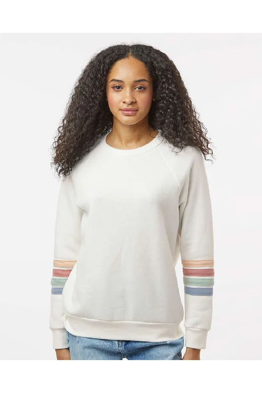 MV Sport Womens Striped Sleeves Crewneck Sweatshirt - Ivory