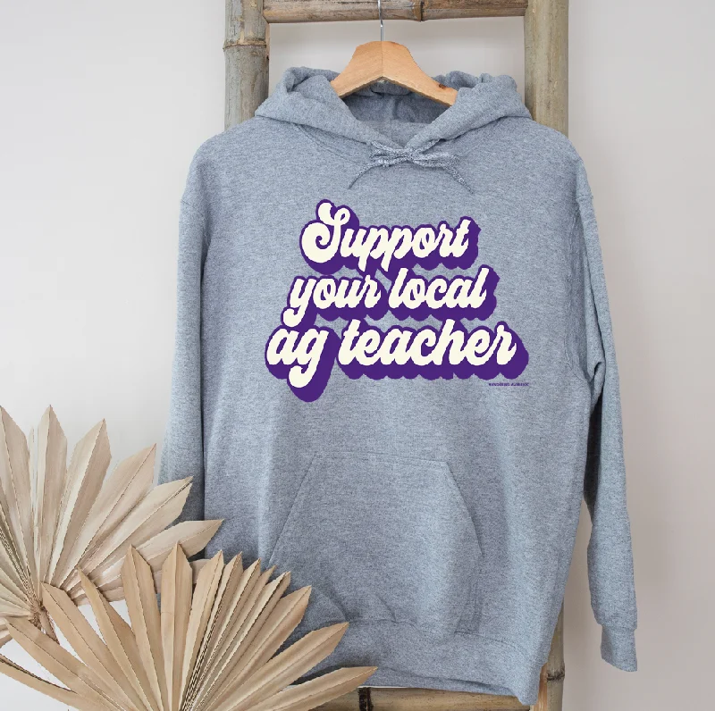 Retro Support Your Local Ag Teacher Purple Hoodie (S-3XL) Unisex - Multiple Colors!