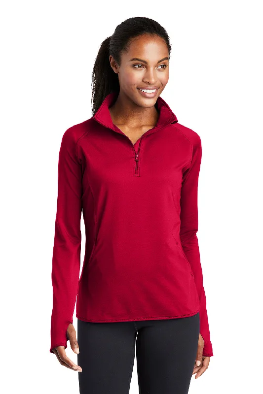 Sport-Tek Womens Sport-Wick Moisture Wicking 1/4 Zip Sweatshirt - Deep Red - NEW