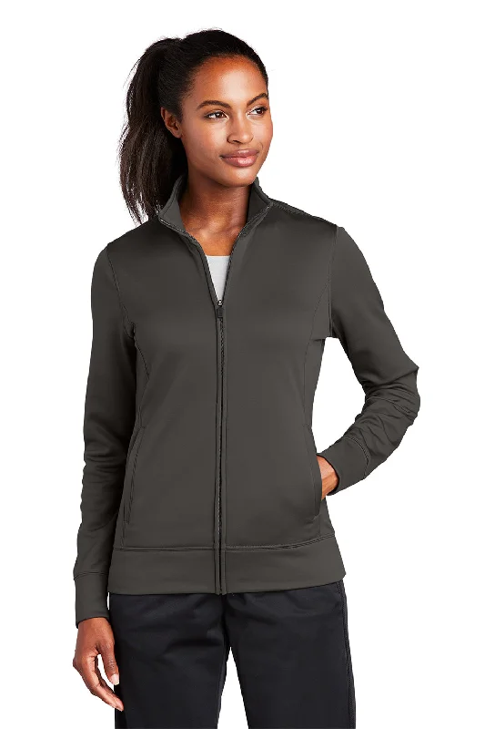 Sport-Tek Womens Sport-Wick Moisture Wicking Fleece Full Zip Sweatshirt - Iron Grey - NEW