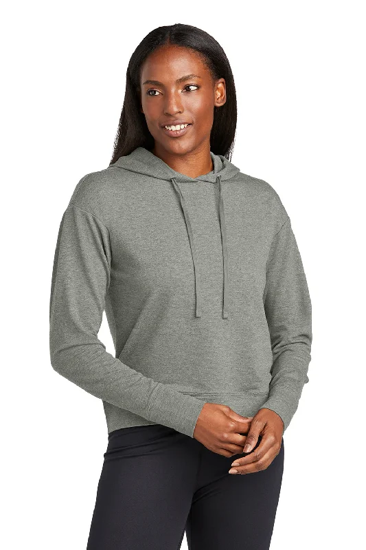 Sport-Tek Womens Sport-Wick Moisture Wicking Flex Fleece Hooded Sweatshirt Hoodie - Heather Light Grey - NEW