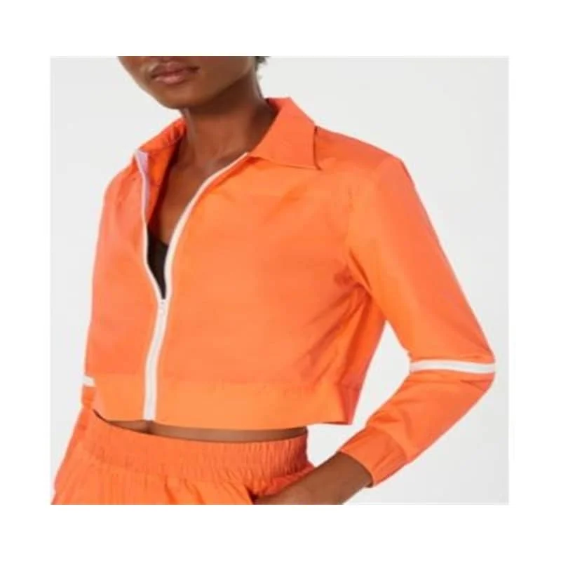 Waisted Women's Cropped Parachute Jacket Orange Size Large