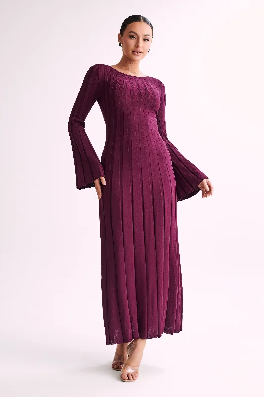 Mabel Long Sleeve Knit Maxi Dress - Plum