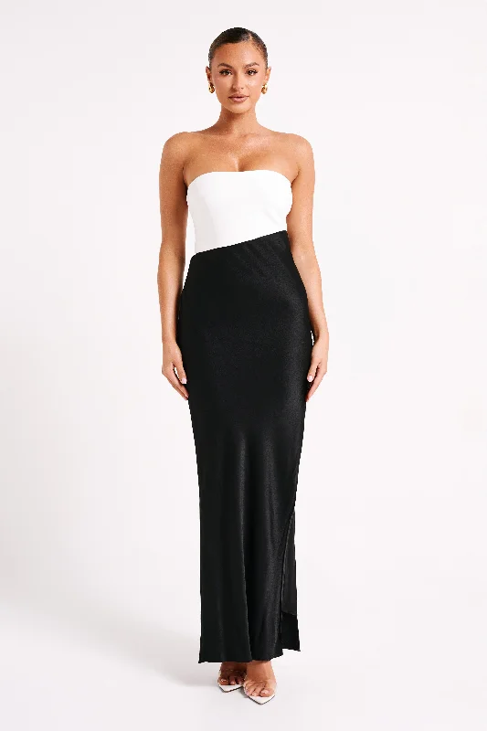 Miranda Contrast Maxi Dress - Black/White