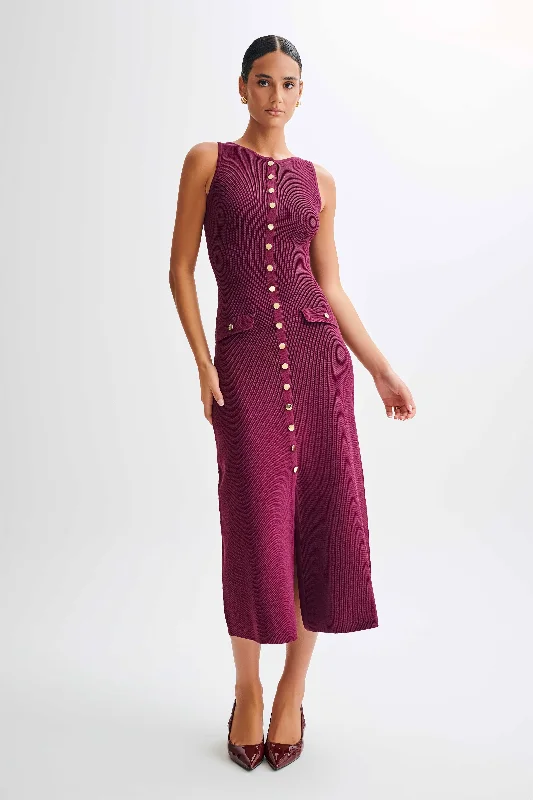 Sawyer Sleeveless Buttoned Maxi Dress - Plum