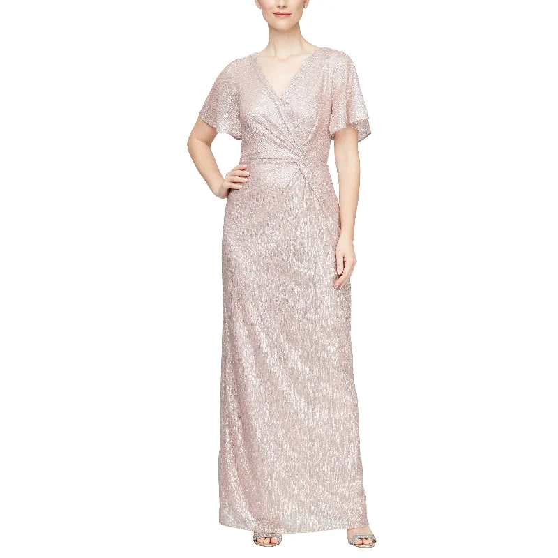 Alex Evenings 8127706 Long Formal Metallic Evening Dress