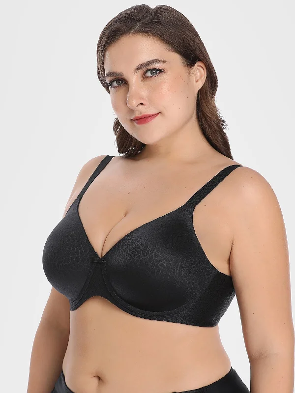 Seamless Full Coverage Underwire Plus Size Bra Black