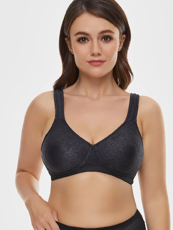 Full Coverage Minimizer Wire-free Seamless Bra Black