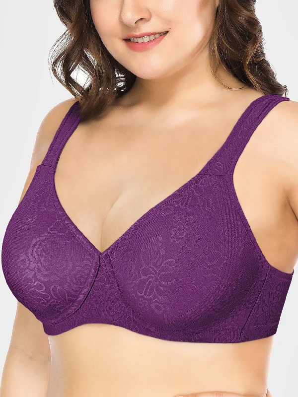 Full Coverage Wire-free Seamless Minimizer Bra Purple