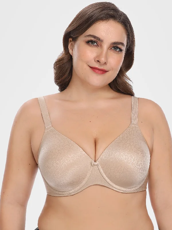 Seamless Full Coverage Underwire Plus Size Bra Nude