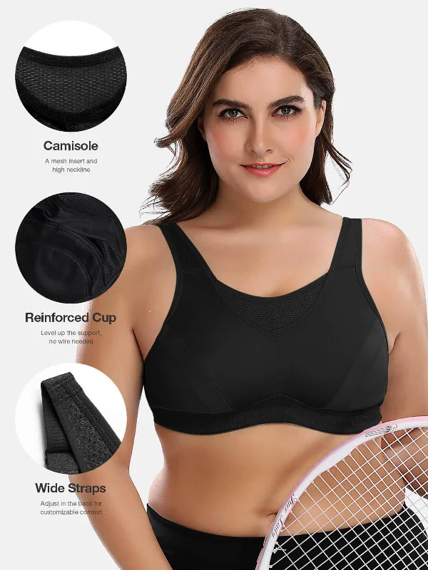 Plus Size Non Padded Yoga Wirefree Sports Bra Black