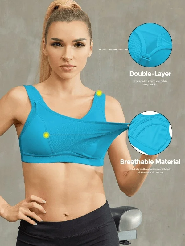 High Impact Bounce Adjustable Workout Bra Blue