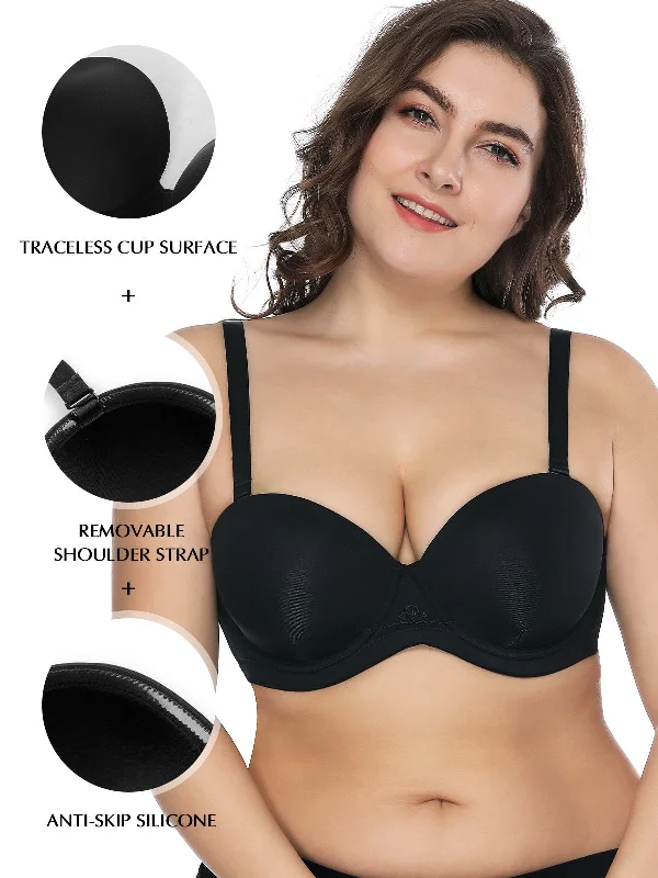 Full Figure Strapless Underwire Multiway Contour Bra Black