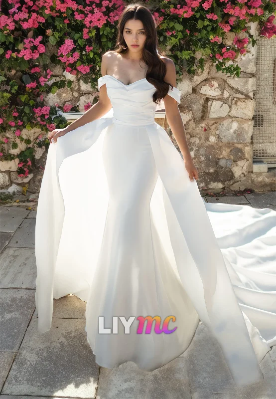 Off-Shoulder Strapless Sleek Mermaid Wedding Dess